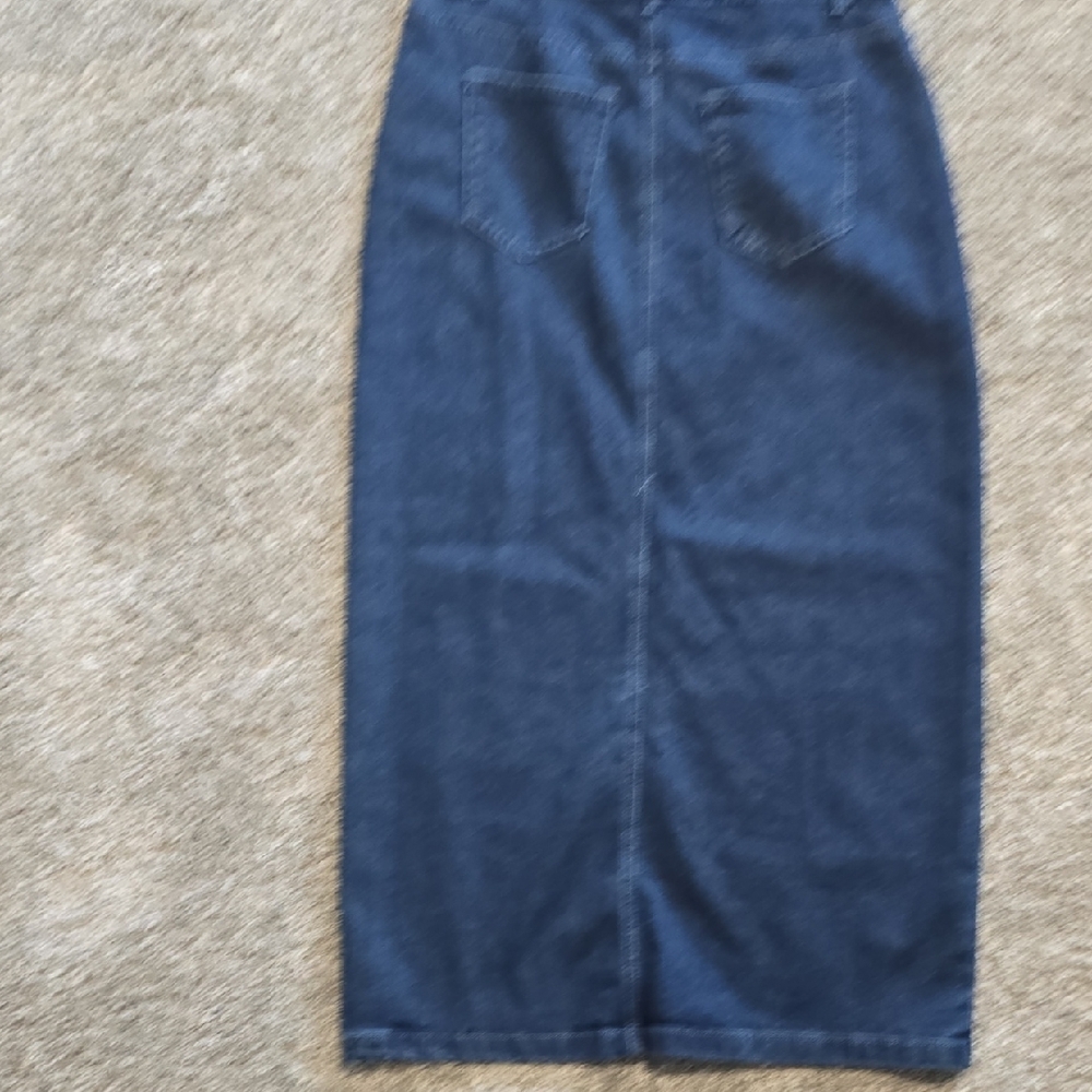 Rachel Zoe Dark Blue Denim Maxi Skirt with Front Slit - Picture 8 of 9